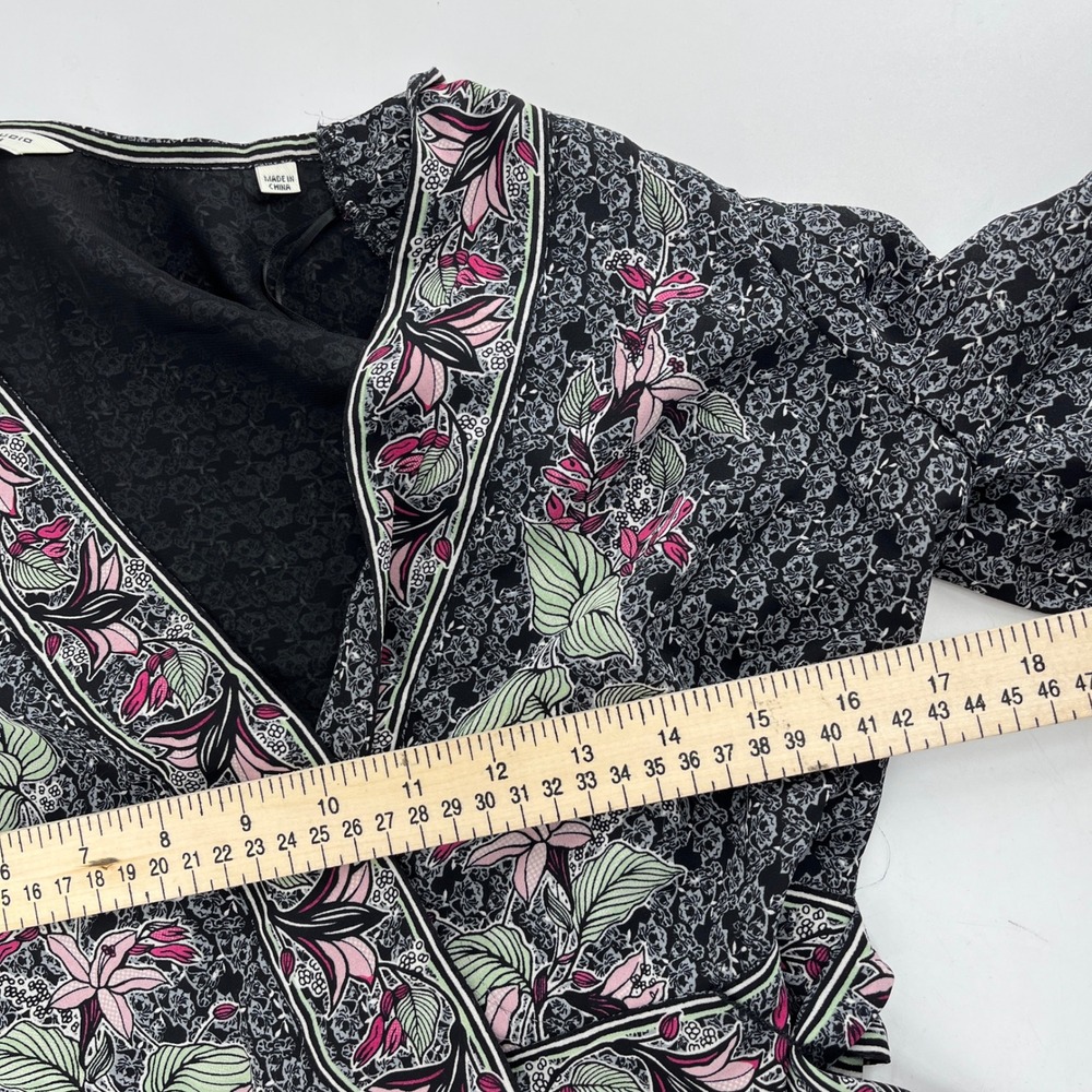 MAX STUDIO LONDON Floral Print Wrap Maxi Dress Long Sleeve‎ V Neck Belted (S) - Picture 7 of 9